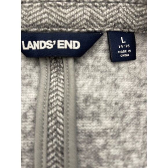 Lands End Women Gray One Button Chevron Pattern Jacket Size L - Picture 6 of 8